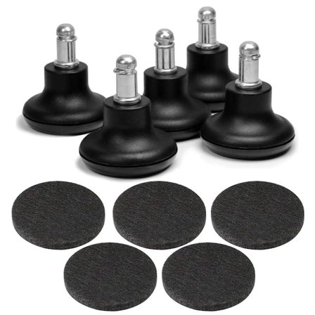 Tuolin muunnossarja: 5 kiinteän korvaavan jalan sarja toimistotuoliin tai jakkaraan, matala profiili, sisältää itseliimautuvat huopatassut lattialle