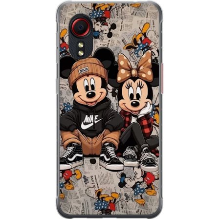 Kompatibelt Mobilskal till Samsung Samsung Galaxy Xcover 5 Tecknad musduo i streetwear med kepsar, sneakers och tidningsbakgrund. Lekfull urban illust