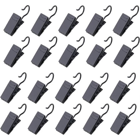 20 stk. gardinklyper i metall, små gardinklyper med kroker, fotoklyper, bulldogklyper, klesklyper for gardinringer, oppheng av vindusgardiner, bilder,