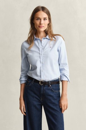 GANT Damen Stretch Oxford-Bluse (32) Hellblau