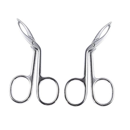 2 stk. Slant Tip Øjenbryn Pincet i Rustfrit Stål til Præcis Hårfjerning og Formning, Hvid