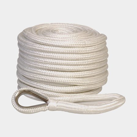 Cabo de ancla lastrado con gaza de acero inoxidable 1852-Marine, poliéster trenzado, Ø12 mm, 15 metros (lastre en toda la longitud - para molinete), 