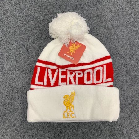 Liverpool FC Unisex Neulottu Pipo Käännetyllä Reunalla ja Seuramerkillä - Joululahjoja Jalkapallofaneille