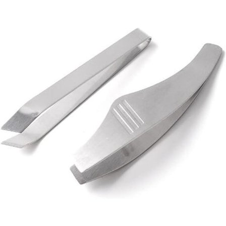 Fiskepinsett i rustfritt stål, flat og skrå pinsett, tangfjerner, verktøy for å fjerne fiskeben og kjøtt, hår, 2-pakning