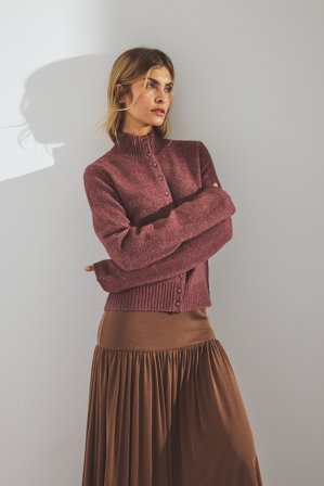 NA-KD - Strikket cardigan med høy hals - Cardigan - Rosa - XS (EU 32)