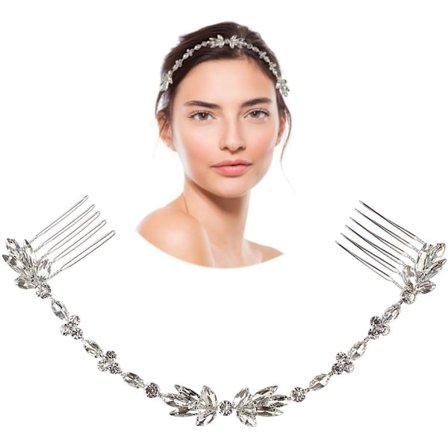 Rhinestone brude pannebånd bryllup tiara, sølv brude tiara krystall blomst hårranke brude hårtilbehør brude