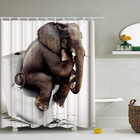 Duschdraperi med 12 Ringar (Ingen Matta) Elefant 150x180cm Djur