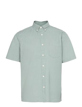 Short-Sleeved Loose Fit Cotton/Elastane Shirt Kortärmad Skjorta Blå Revolution
