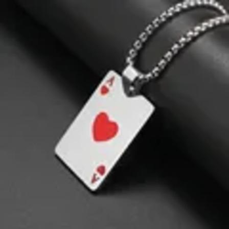 Fashion Poker Lucky Ace of Spades Par Halsband för Par Mäns Enkla Rostfritt Stål Rektangulärt Hänge Casual Fest Smycken AL6737-Red