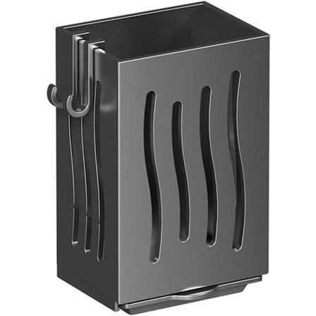 Bestikholder med afløbsbakke, materiale af høj kvalitet, organiser dit køkken (Sort)