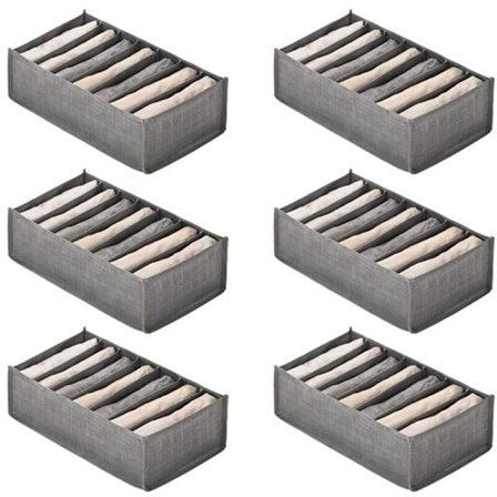 6 stk. serie skuffebokse til jeans bukser T-shirt opbevaringsbokse arrangør skab garderobe skuffer arrangør 7 gitre S