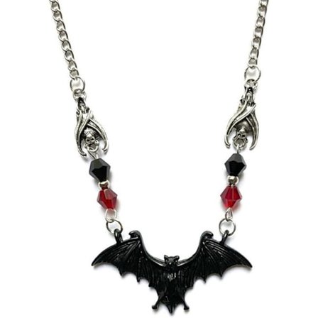 Flaggermus Halskjede Gotisk Fancy Svart Blonder Flaggermus Rød Krystall Halskjede Halloween Vampyr Flaggermus Halskjede Halloween Blonder Choker 