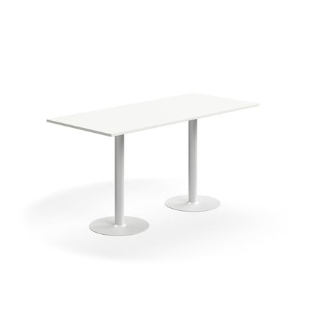 Bar table ALVA, 1800x800x900 mm, floor fixed, high pressure laminate, white