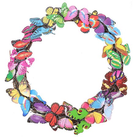 Simuleret sommerfugleguirlande hoveddør hængende guirlande kunstig guirlande (38X38X3CM, flerfarvet)