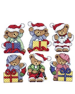 Plastic canvas Joulukarhut 6/pak