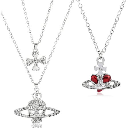 2-3 st 3D Saturn Hängehalsband för Kvinnor - Anime NANA Cool Girl Punk Saturn Planet Halsband Gotisk Smycke Födelsedagspresenter