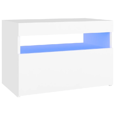 Vidaxl Sängbord Med Led-belysning Vit 60x35x40 Cm Konstruerat Tr Vit