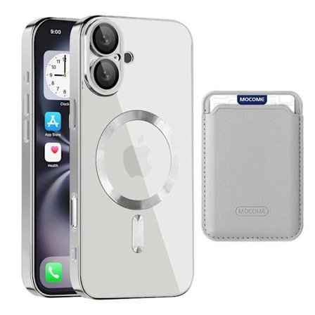 Gælder for Apple serie nyt CD mønster transparent magnetisk kortholder og iPhone serie beskyttelsesetui grå grå