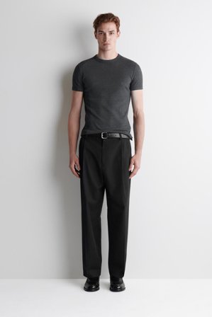 COS Slim Ribbed Cotton T-Shirt in Grey - Men