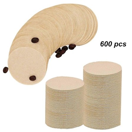Oblekt kaffefilterpapper, runda kaffefilter, handfilterpapper för kaffe, 600 st