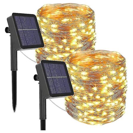 LED Sol-drivna Julgransbelysning Utomhus Sol-drivna Julgransbelysning, 12m 120 LED Koppartrådsbelysning, Vattentät 2