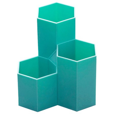 Sminkborsthållare i plast för skrivbord, rund