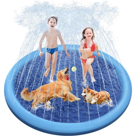 Hundesvømmebasseng, 67in/170CM sklisikker sprutpute for hunder barn 0,65 mm tykk forsterket bærbar svømmebasseng