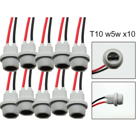 T10 w5w led / halogen kontakter / sockel 10-pack mjuk