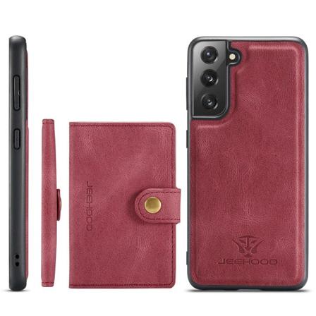 Effektfullt Skal med Korthållare - Samsung Galaxy S21 Röd