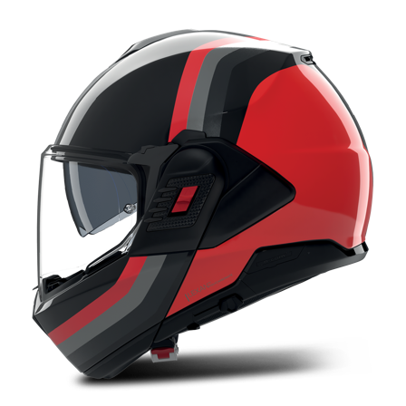Modulaire Helm Nolan N-120-1 Lineo Zwart/Rood/Grijs glanzend L