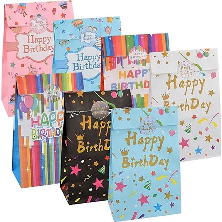 14 st guld laeli födelsedagspåse, papperspåse för godis, barn