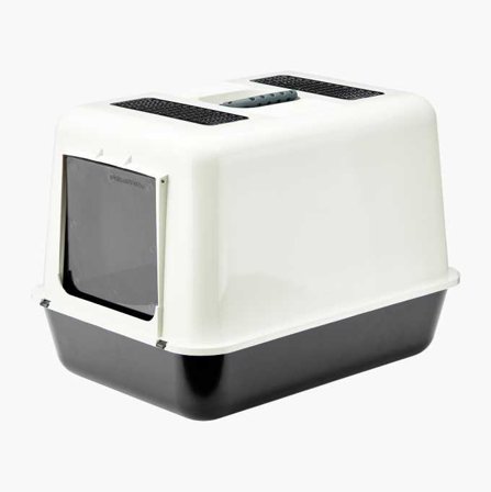 Biltema - Kattekasse med lokk i solid plast, Ventilasjonsåpninger med filter, Katteinngang med luke - Enkel rengjøring