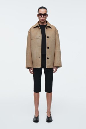 COS Women's Cotton-Blend Capri Trousers in Black