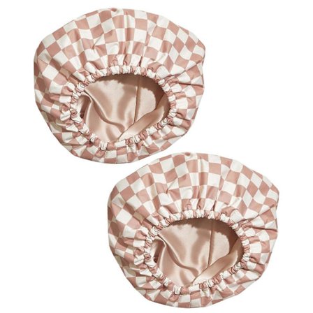 Dusjhette med satengfôr - Justerbar elastisk strikk, hårbeskyttelse for krøllete, naturlig, flettet hår, gjenbrukbar og miljøvennlig