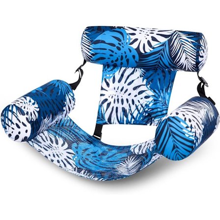 Svømmering til voksne - oppustelig liggestol - sammenklappelig - flydende hængekøje - blå