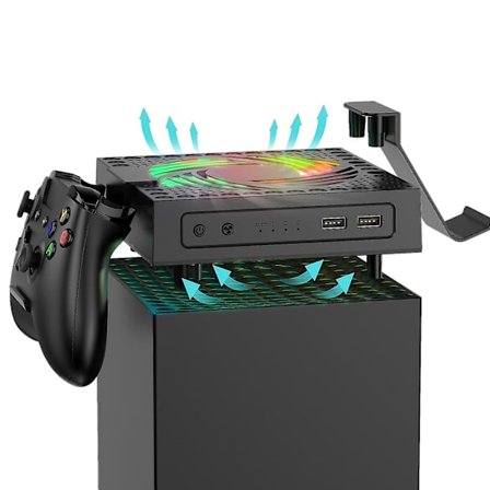 Automatisk Køleblæser til Xbox Series X Konsol, Smart Sensorstyret Blæserhastighed med Temperatur, RGB Lys, Lav Støj