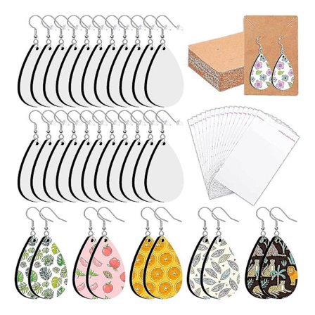 60 Sublimeringsemner, Sublimeringsemner Øreringe med Øreringekroge Hoppringe Høretelefoner