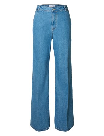 Slfevelyn Hw Extra Wide Jeans Blue Selected
