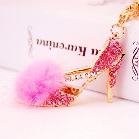1 st högklackade skor design hänge strass kung ring väska hängande dekoration rosa