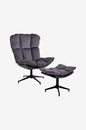 Loft24 - Lounge-tuoli jakkaralla Pilou - Harmaa - Nojatuolit - - Homeroom