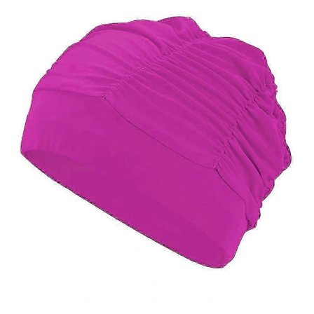 Badehætter til kvinder Svømning Nylonstof Plisseret badehætte til langt hår Stor høj elastisk badehætte Svømmehatte Rød