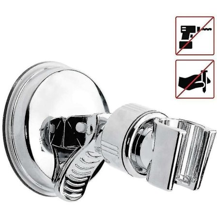 Kraftig sugekop bruseholder base badeværelse brusehoved fast vægmonteringsbeslag (sølv)