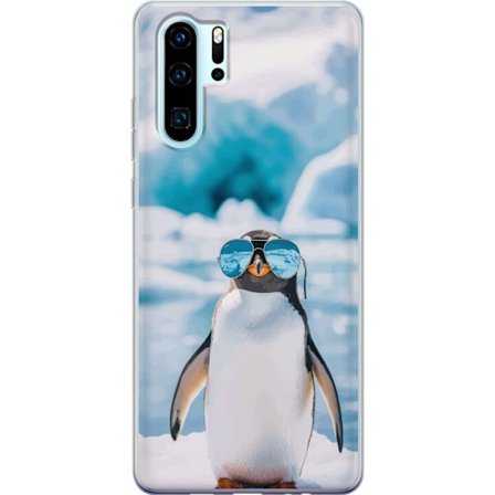 Kompatibelt Mobilskal till Huawei Huawei P30 Pro Pingvin med solglasögon rolig vinterdesign med arktisk bakgrund humoristisk och trendig stil med kyl