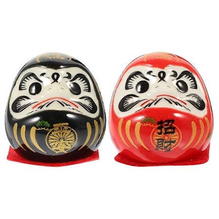 2 kpl Daruma-hahmoja Keramiikka Japanilainen Daruma-nukke Veistos Vauraus Turvallisuus Darma