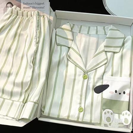 Pyjamas för kvinnor, vår & sommar, långärmad, is siden, lyxig spets, imitationssilke, tunn hemmaklädset XXL
