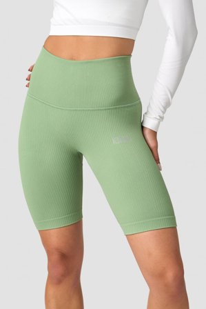ICANIWILL - Ribbed Define Seamless Pocket Biker Shorts Light Green - Dame - ICIW