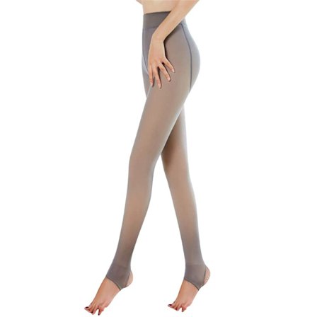 Fleeceforet tights til kvinder, damer, vinter, varme, højtaljede, falske, gennemsigtige, termiske strømpebukser, slanke, strækbare bukser, leggings, 