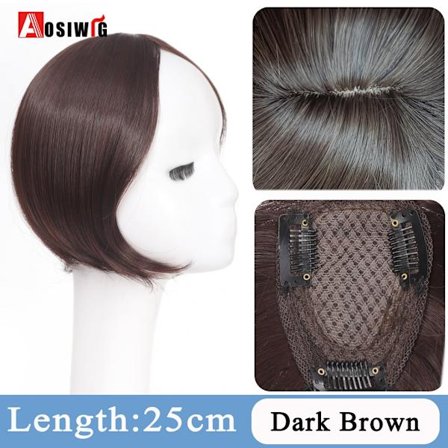 Synteettinen pitkä suora Topper peruukkikiinnike hiustenpidennyksissä Luonnollinen pörröinen pään toppi tekohiuspala Bang Clipilla Musta Ruskea