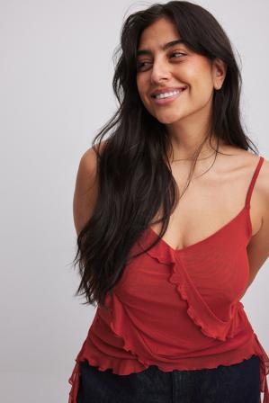 NA-KD Débardeur à volants - Tops habillés - Rouge - Medium