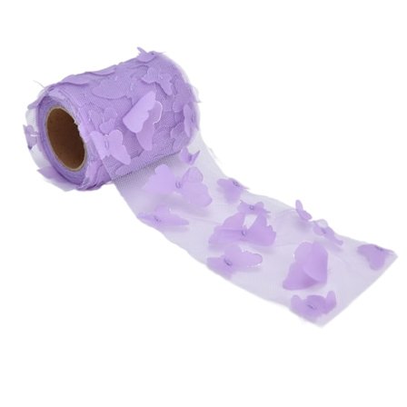 Tulle-rullat tyylikäs tyyli kolmiulotteinen kuvio kirkkaat värit nauha häiden koristeluun vaaleanpunainen